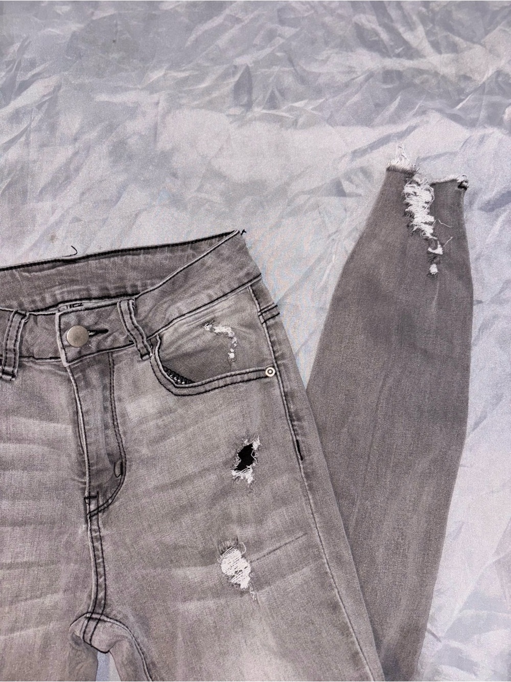 SHEIN Gray Distressed Skinny Jeans